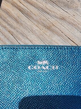 Coach Metallic Teal Leather Wallet